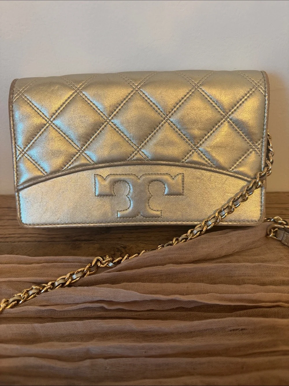 Tory Burch Savannah Metallic Gold Crossbody